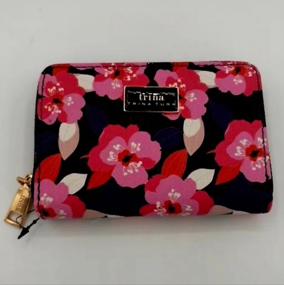 Trina Turk NWT Bold Floral Pink & Black Wallet - Picture 6 of 9